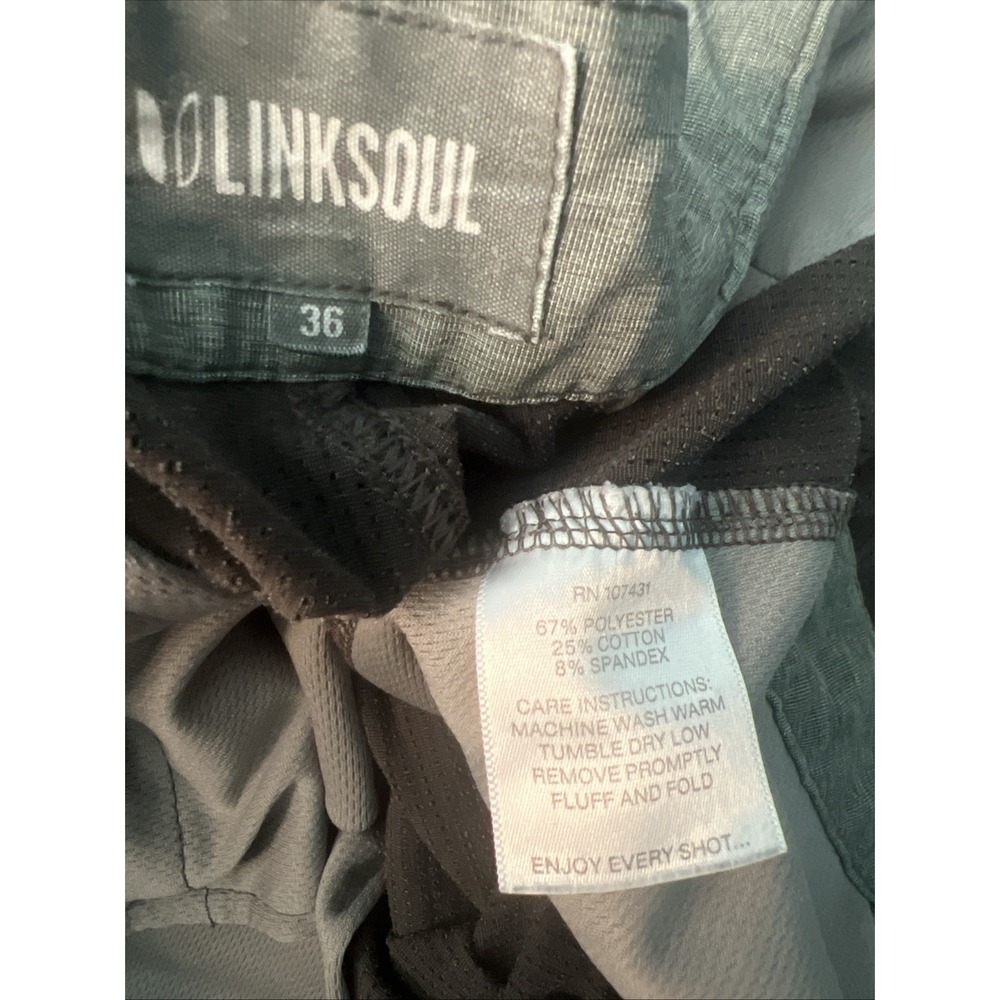 Linksoul Solid Boardwalker Shorts Mens Size 36 Gray/Brown Stretch Golf - Picture 5 of 8